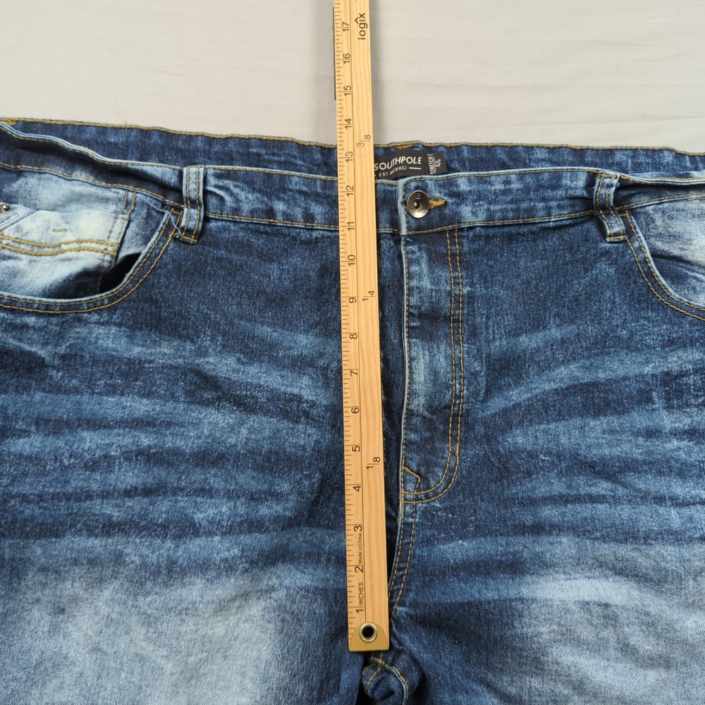 Southpole‎ Jeans Mens 46 Blue Baggy Skater Wide Leg Streetwear Faded Acid Wash - Picture 9 of 16